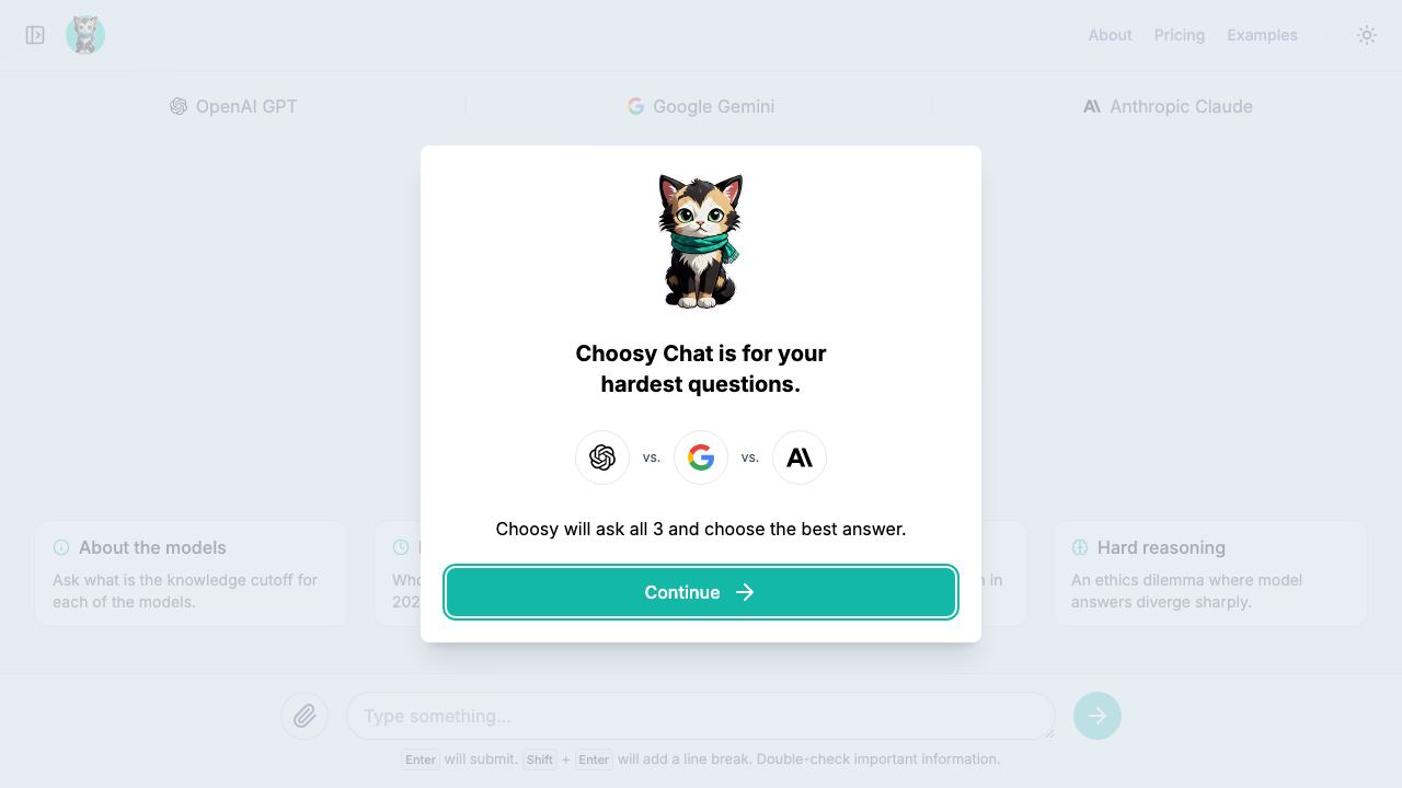 Choosy Chat website screenshot