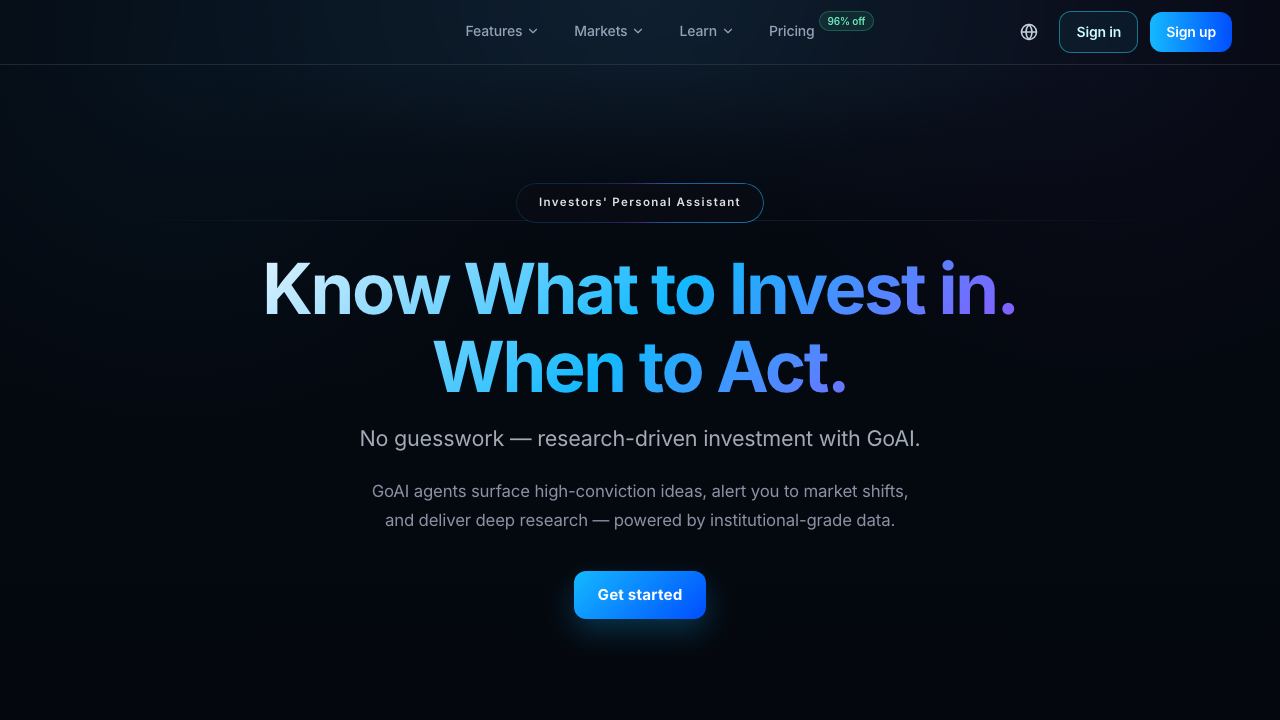GoAI — Investing Analyst 网站截图