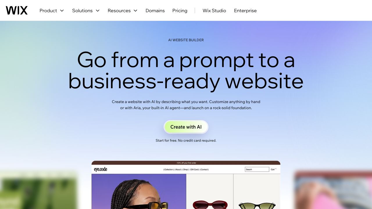 AI Website Builder Wix 网站截图