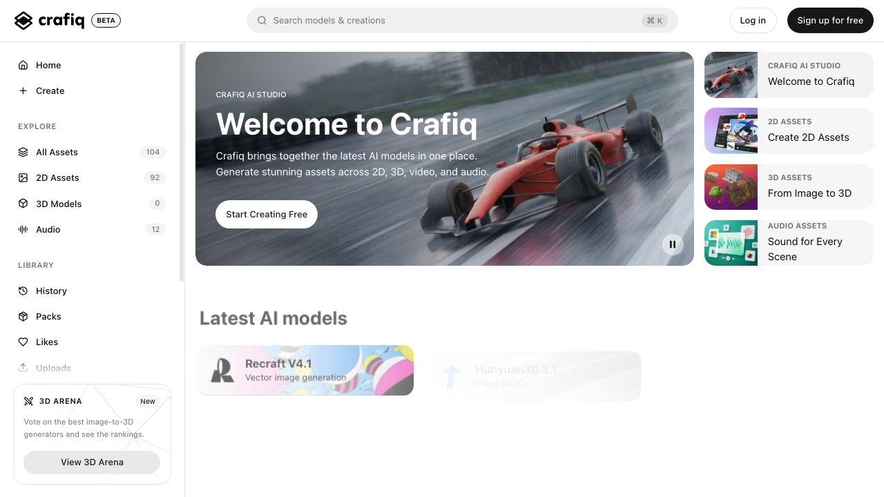 Crafiq AI Studio 网站截图