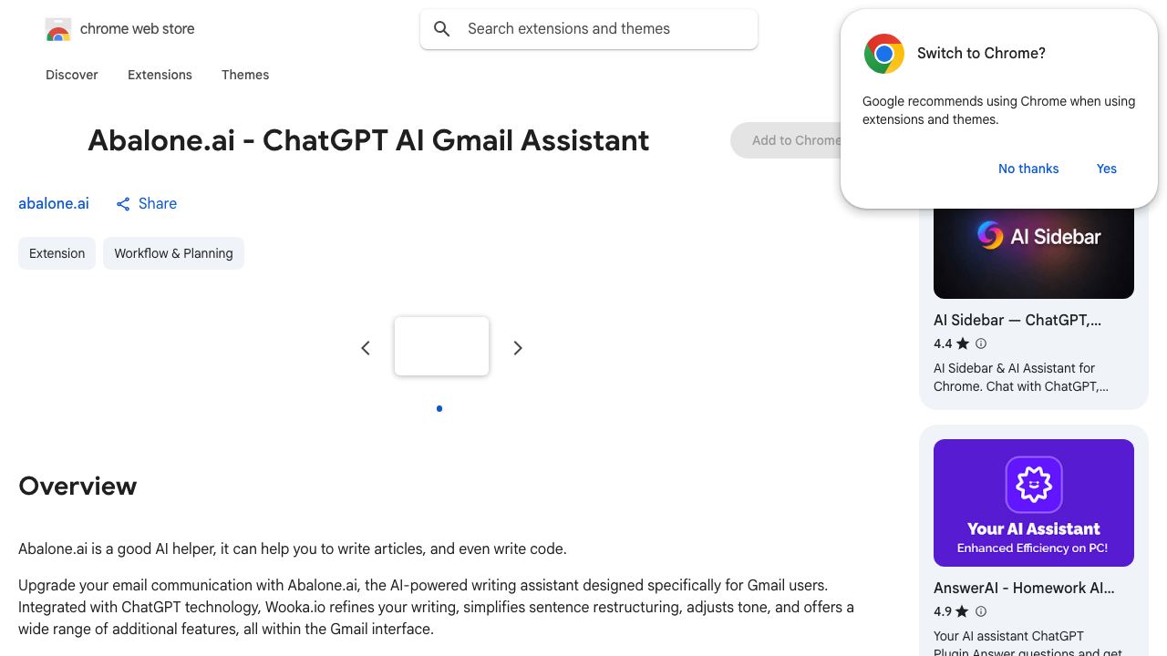 Abalone.ai - ChatGPT AI Gmail Assistant 网站截图
