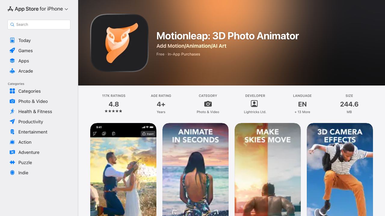 Motionleap 网站截图
