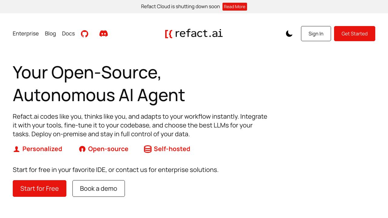 Refact.ai website screenshot