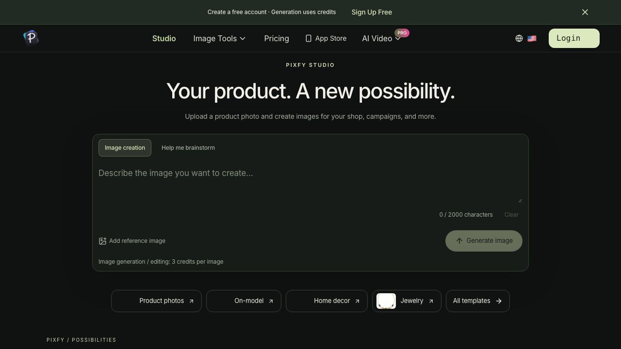 Pixfy AI website screenshot