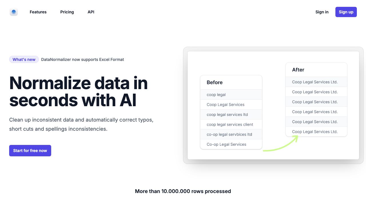 Data Normalizer 网站截图
