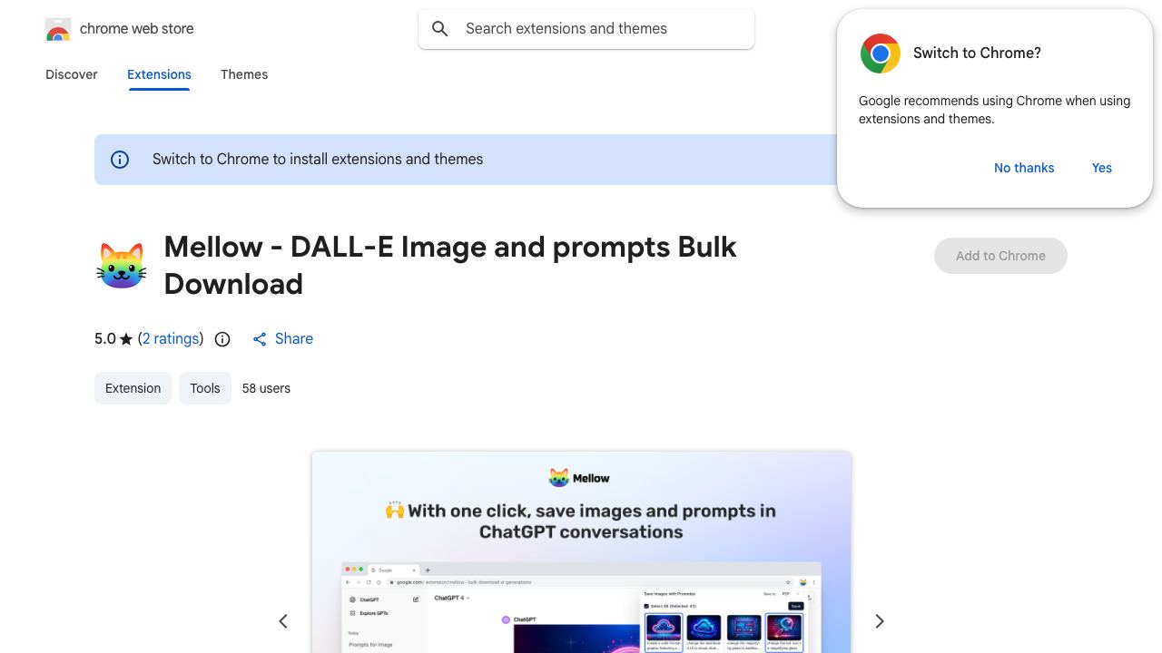 Mellow - DALL-E Image and prompts Bulk Download website screenshot