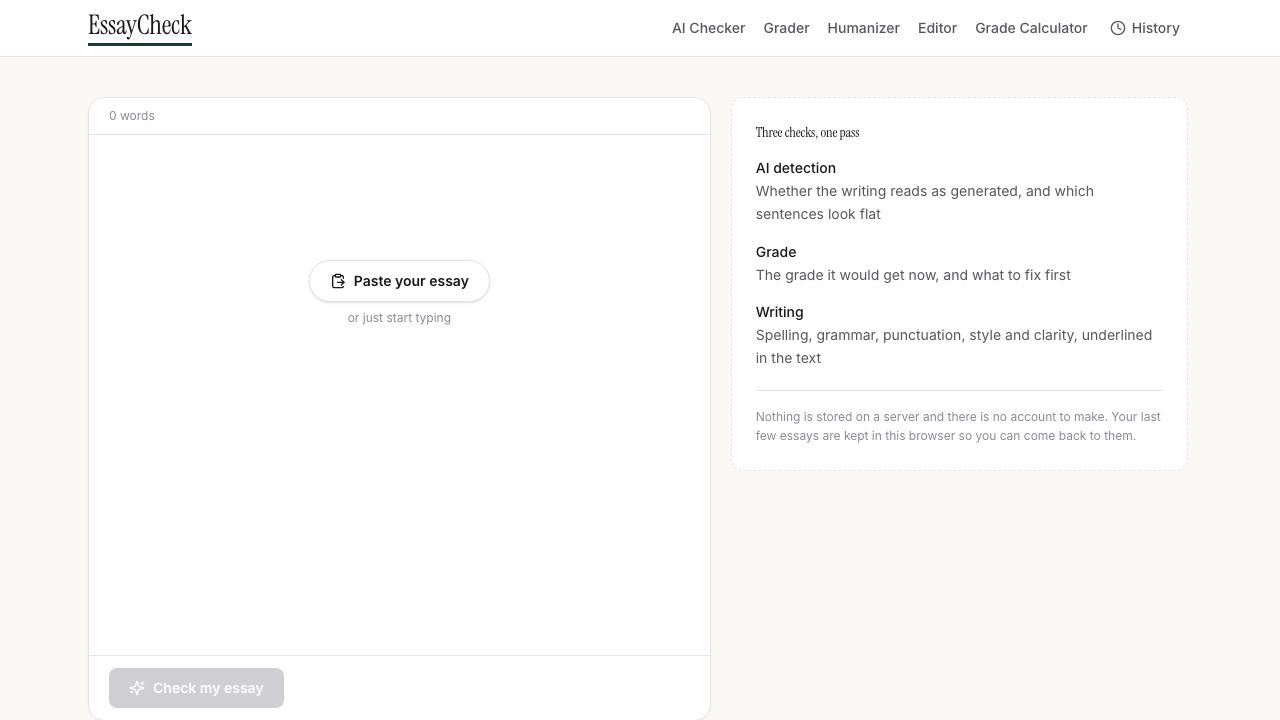 AI Essay Checker 网站截图