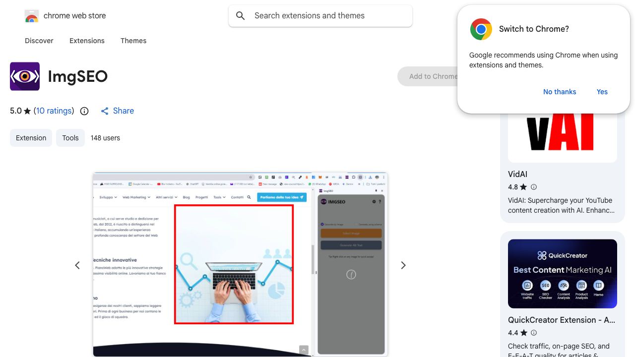 ImgSEO website screenshot