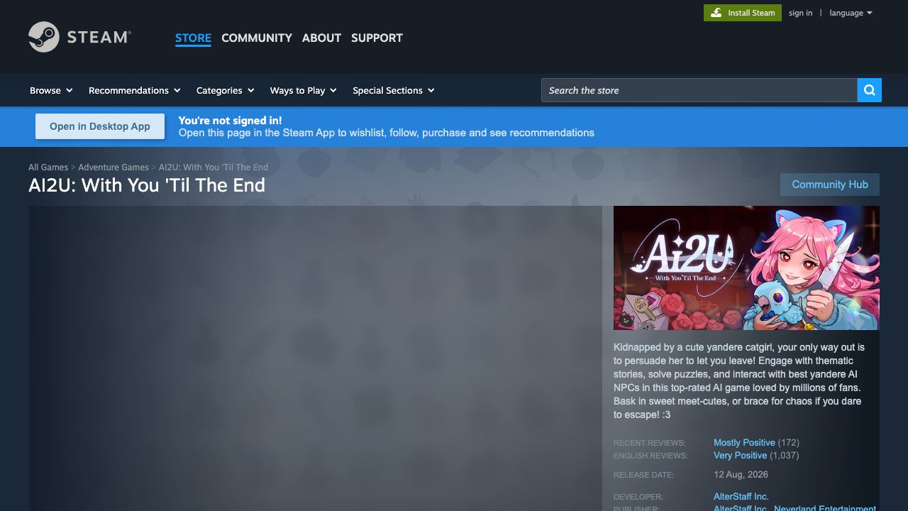 AI2U: With You ‘Til The End website screenshot