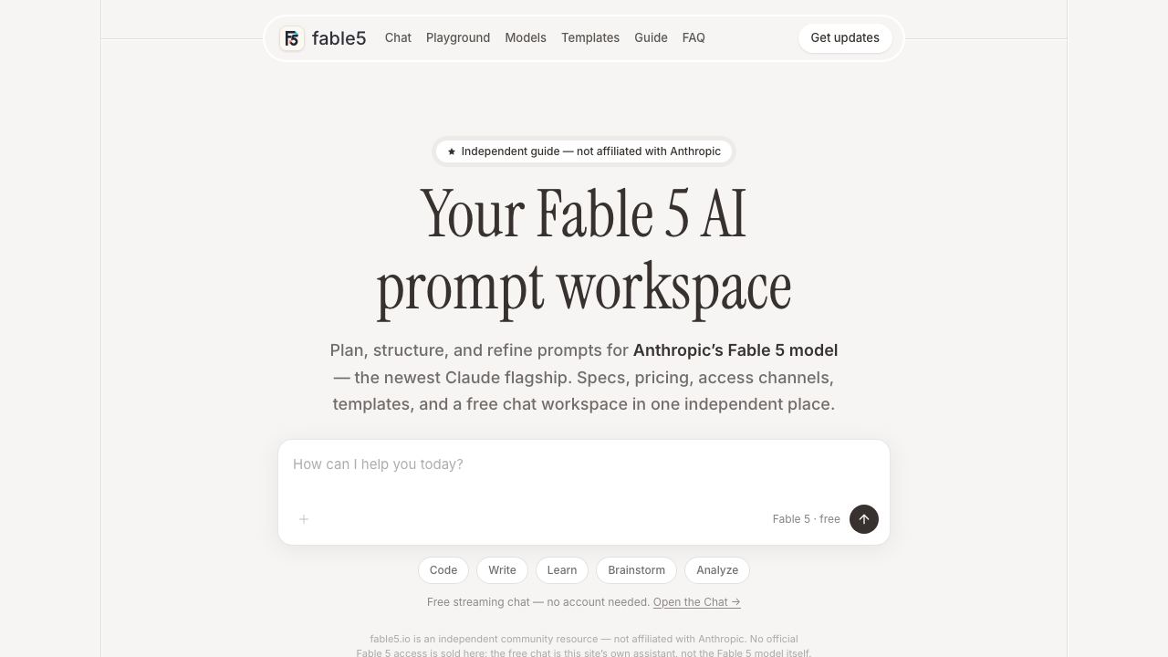 Fable 5 网站截图