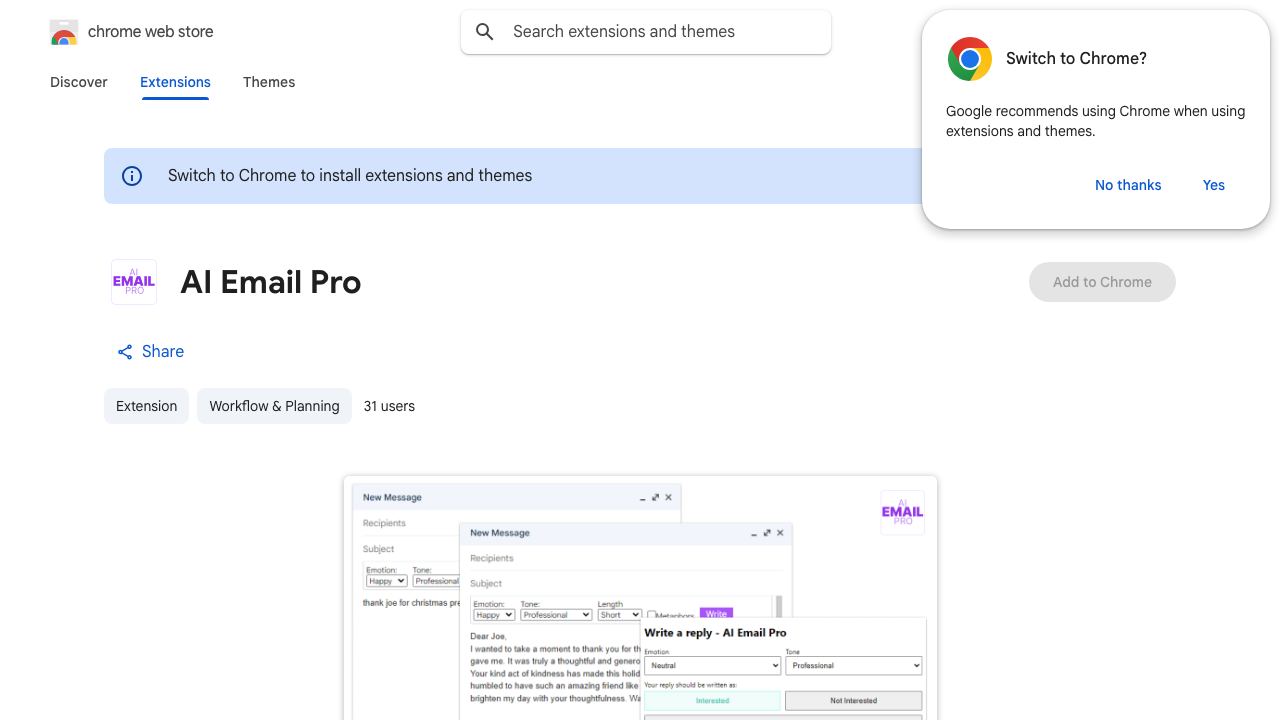 AI Email Pro 网站截图