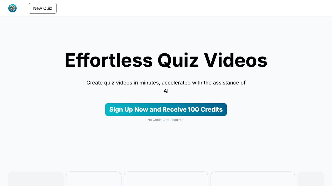 QuizTok - AI Generated Quiz Videos for TikTok website screenshot