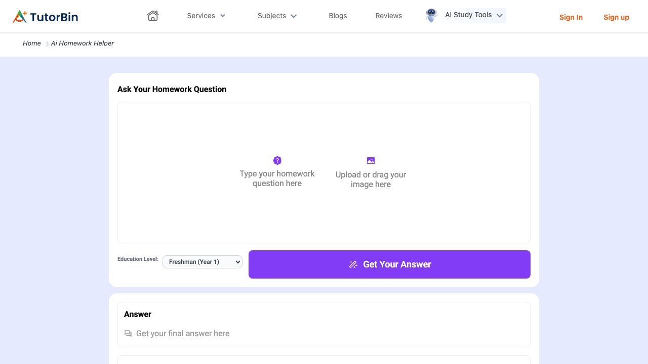 AI Homework Helper 网站截图