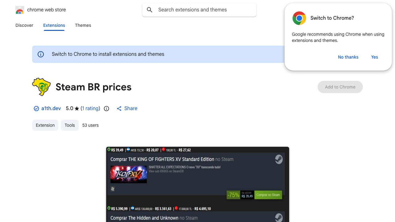 Steam BR prices 网站截图