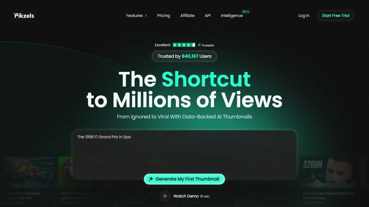 Pikzels AI website screenshot