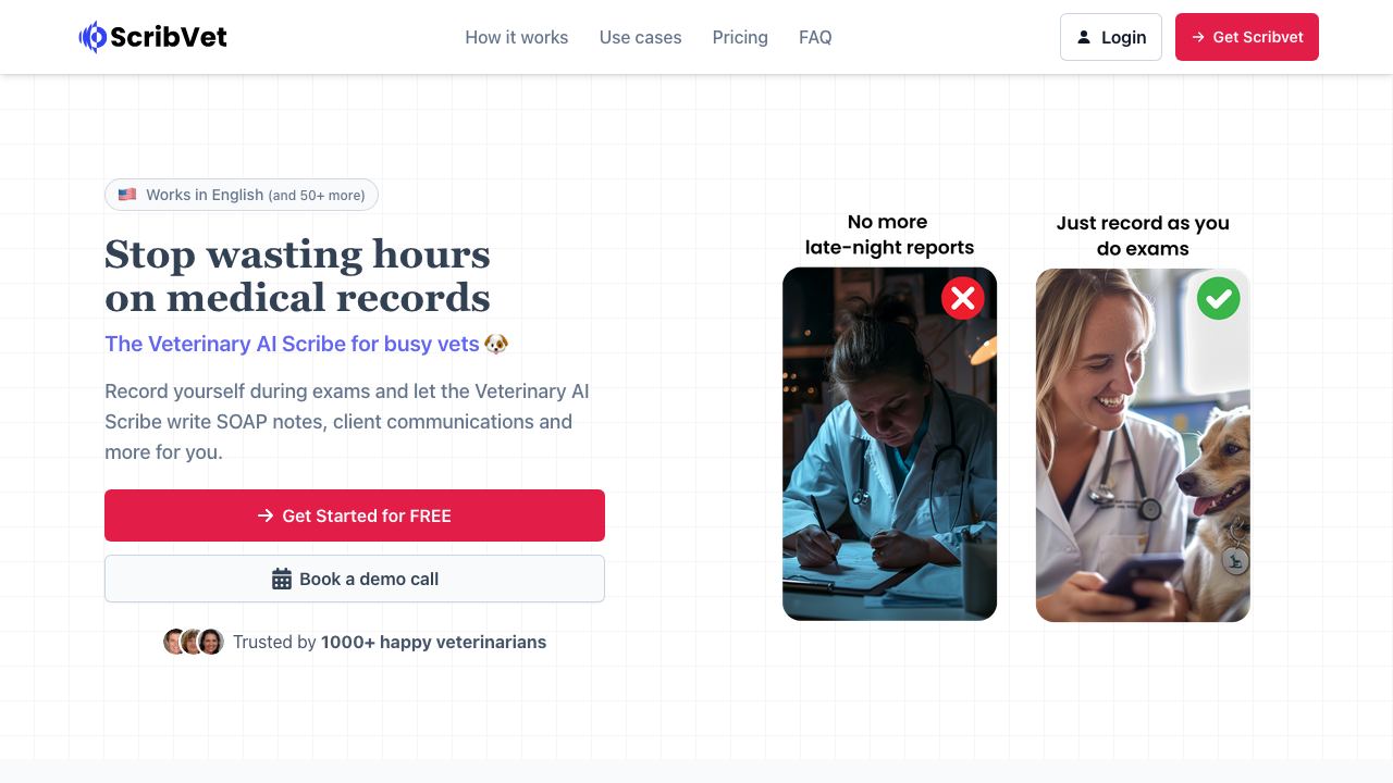 Scribvet 网站截图