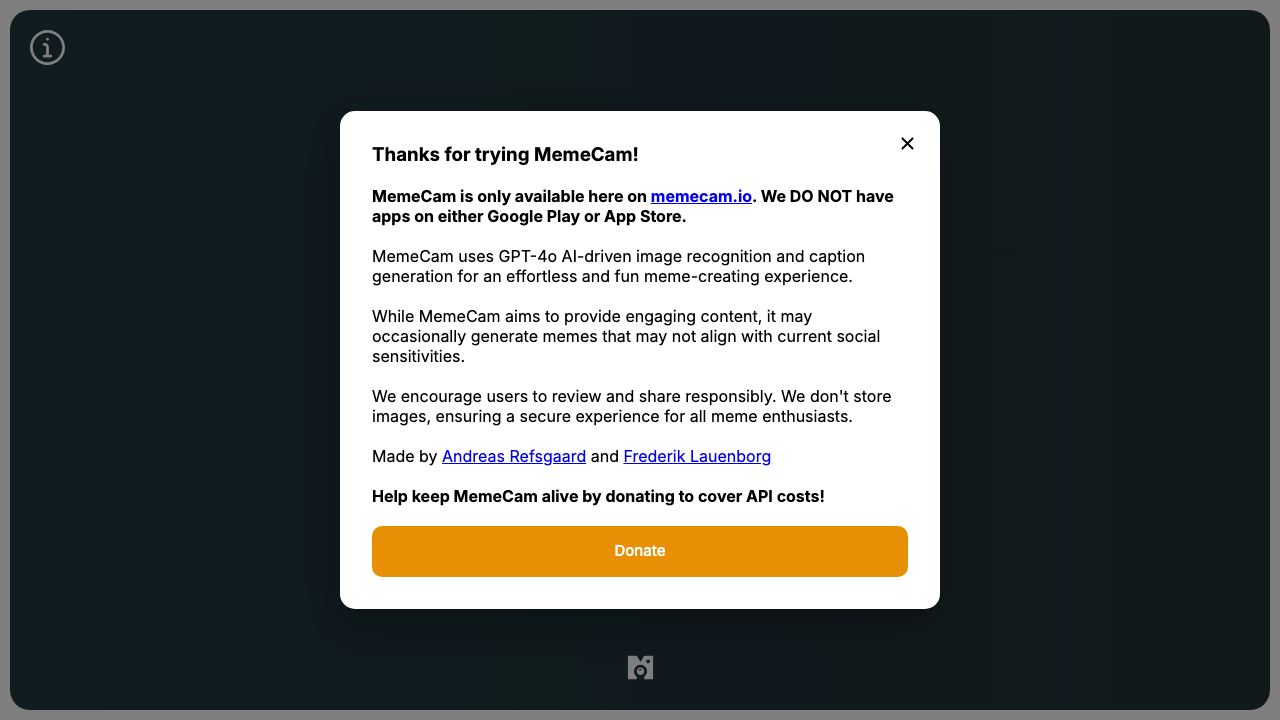MemeCam 网站截图