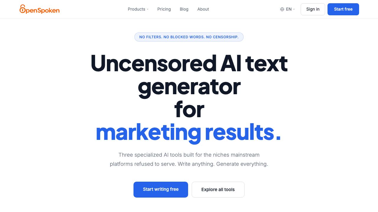 Open Spoken Ai website screenshot