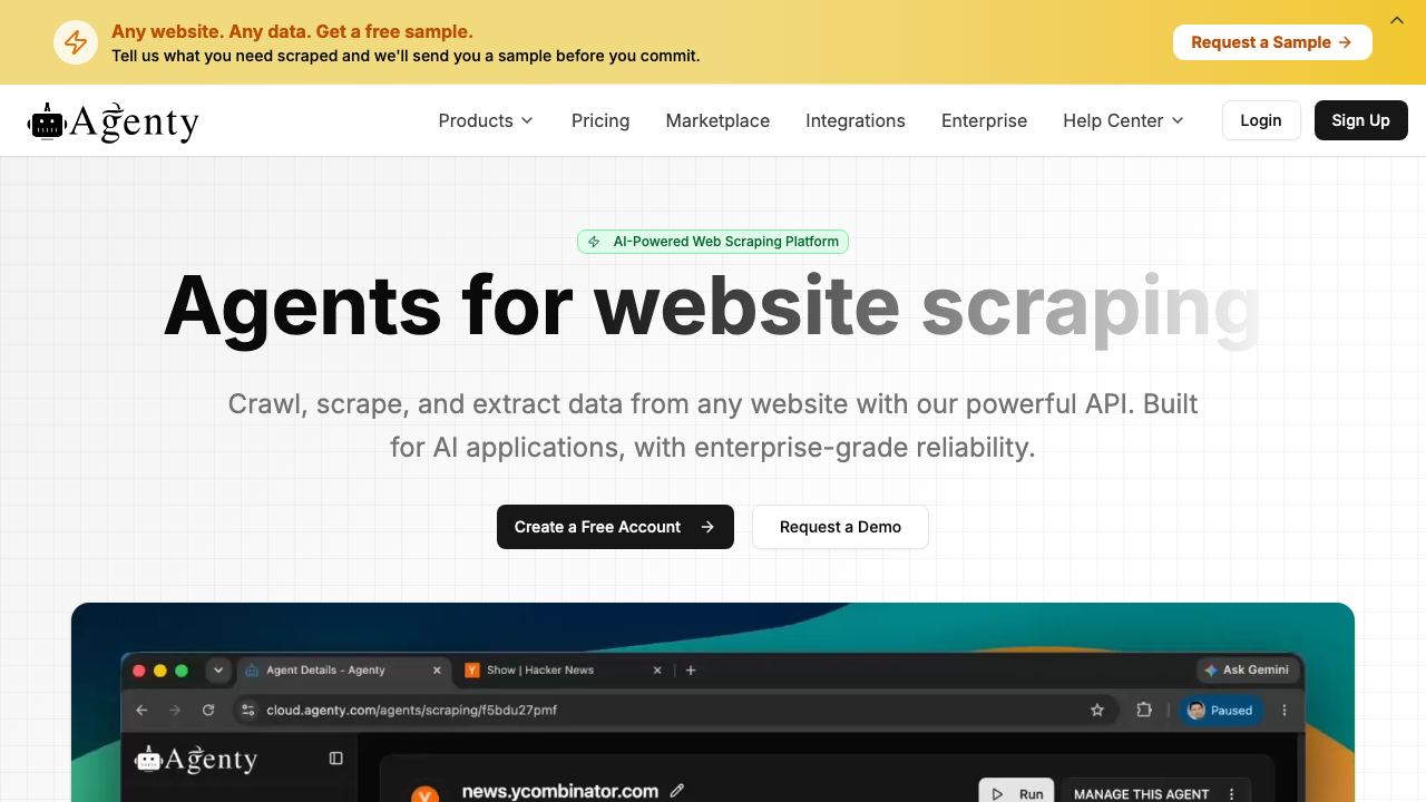 Agenty website screenshot