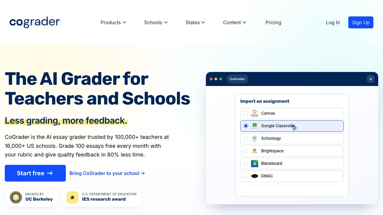 CoGrader 网站截图