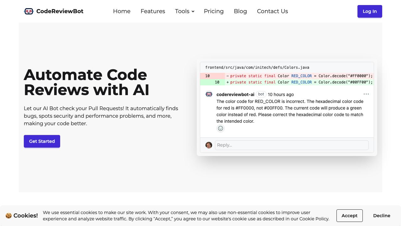 CodeReviewBot.AI 网站截图