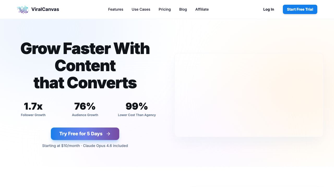 ViralCanvas AI 网站截图