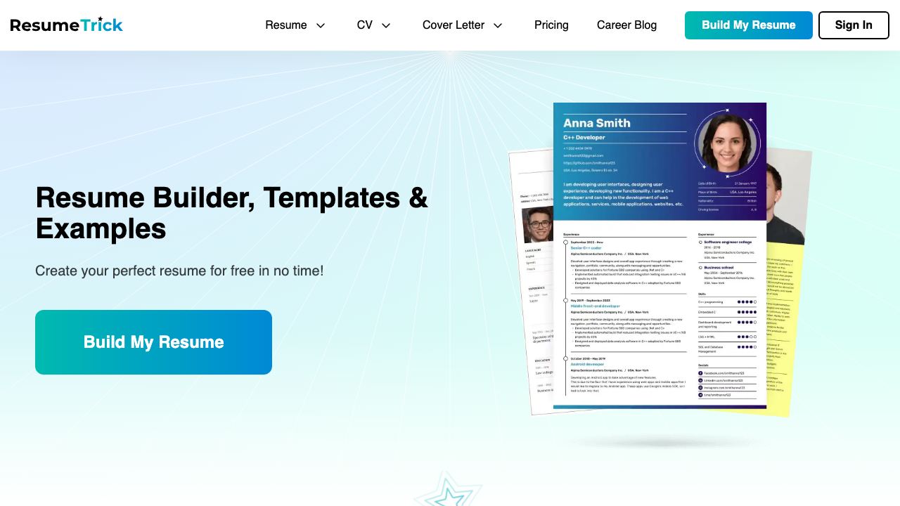 ResumeTrick website screenshot