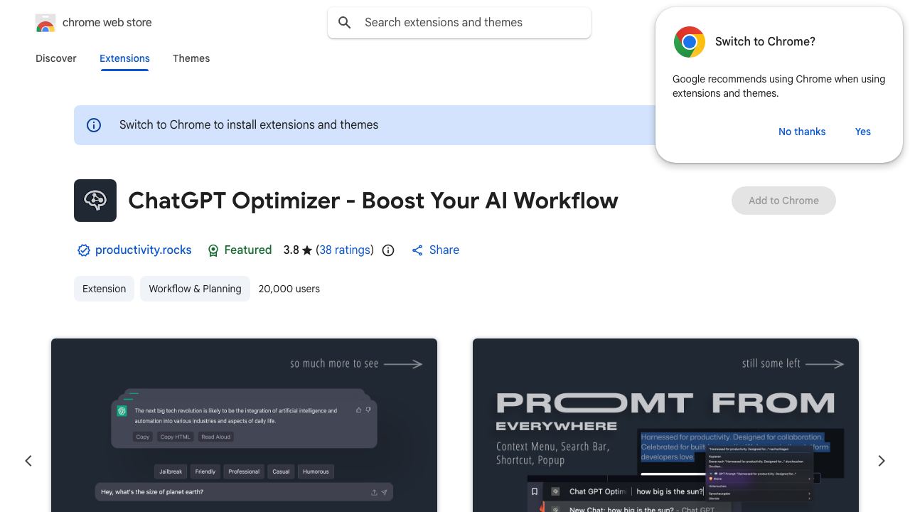 ChatGPT Optimizer - Boost Your AI Workflow 网站截图