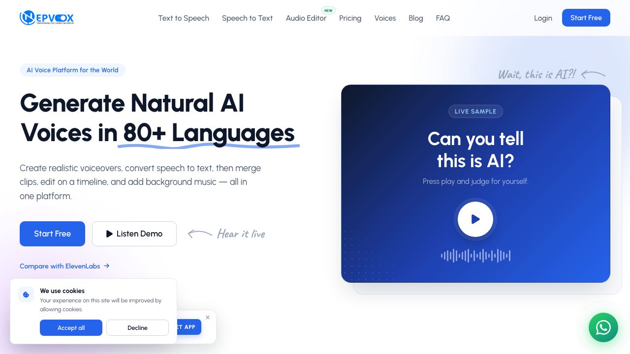 Nepvox AI 网站截图