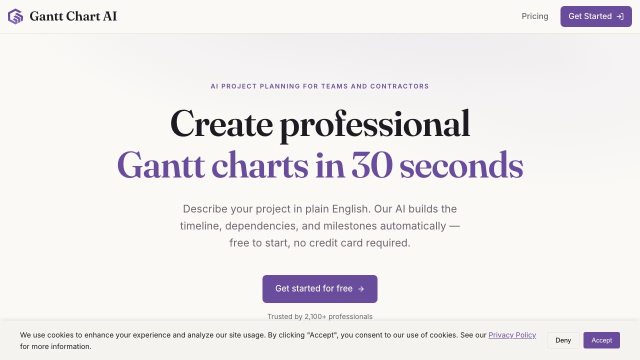Gantt Chart AI website screenshot