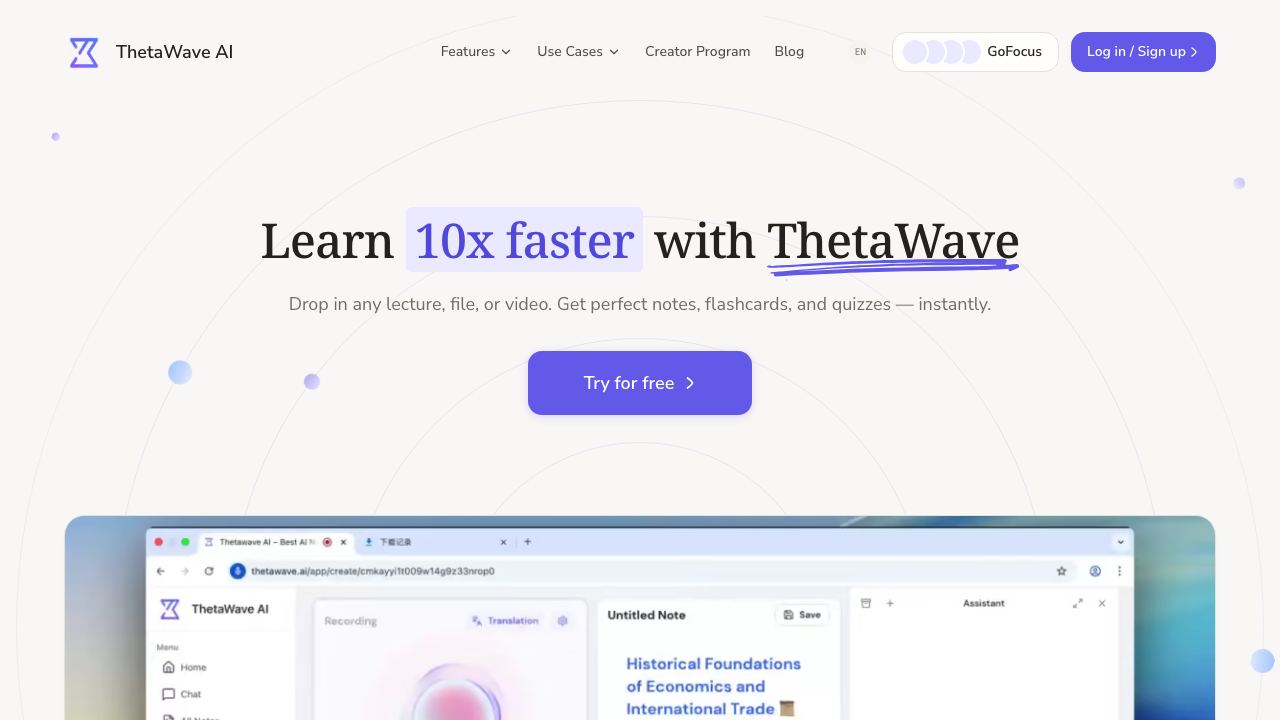 ThetaWave AI 网站截图