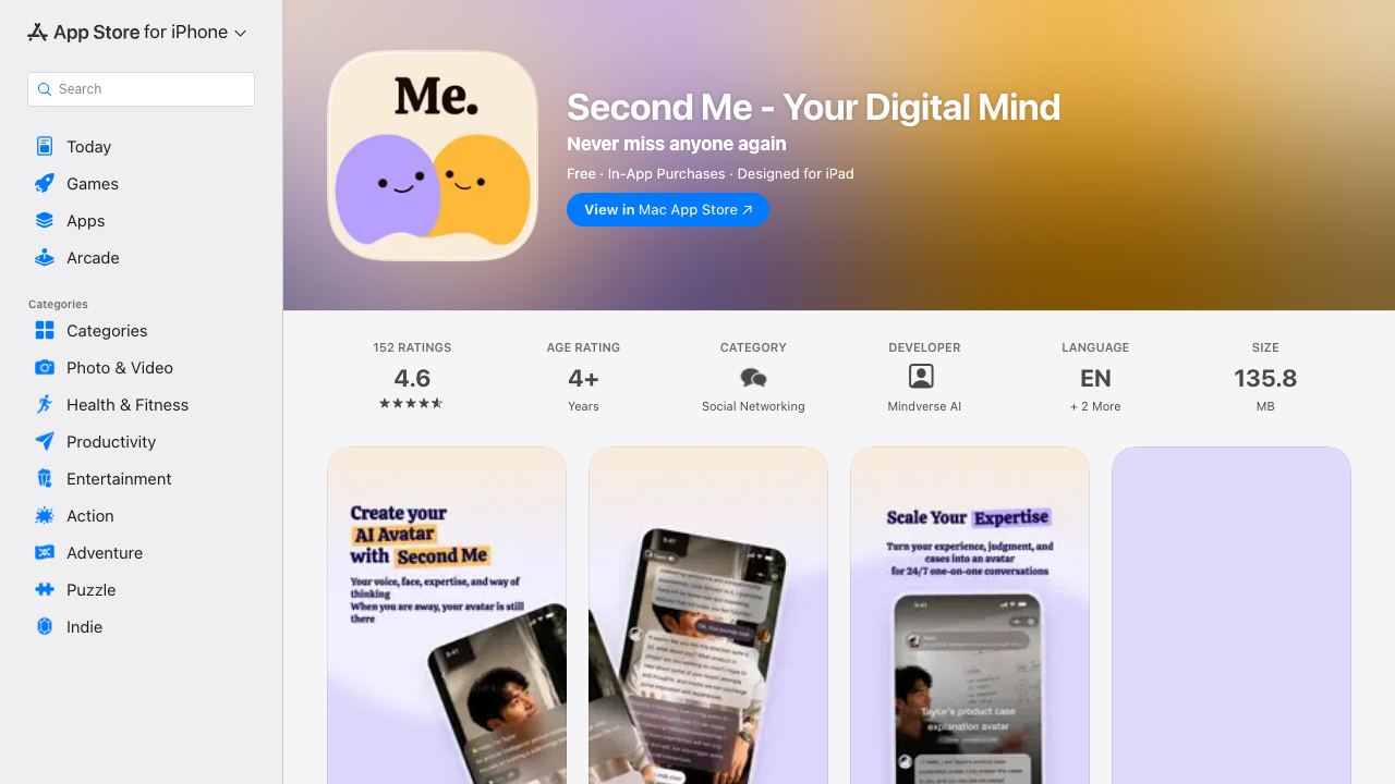 Me.bot for iOS website screenshot