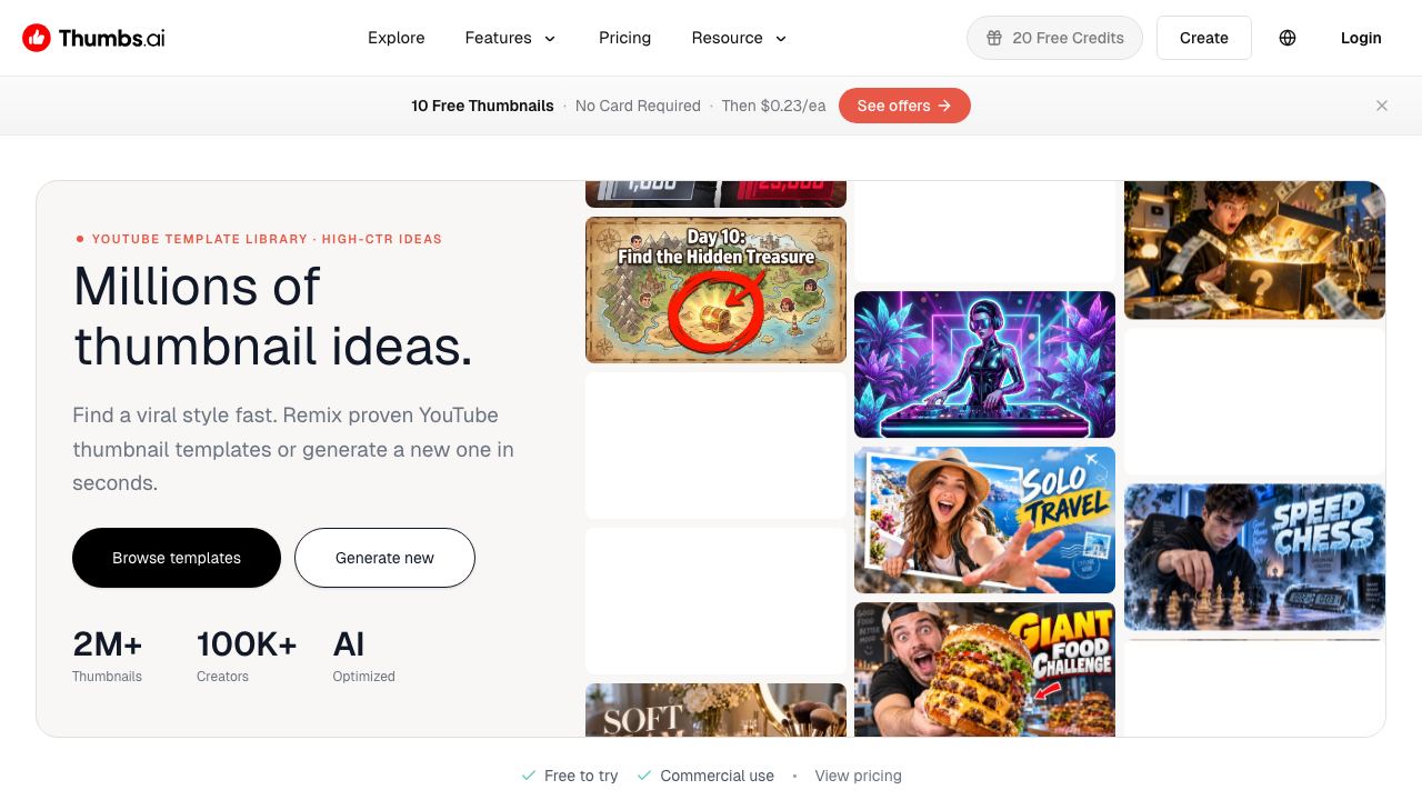 Thumbs.ai 网站截图