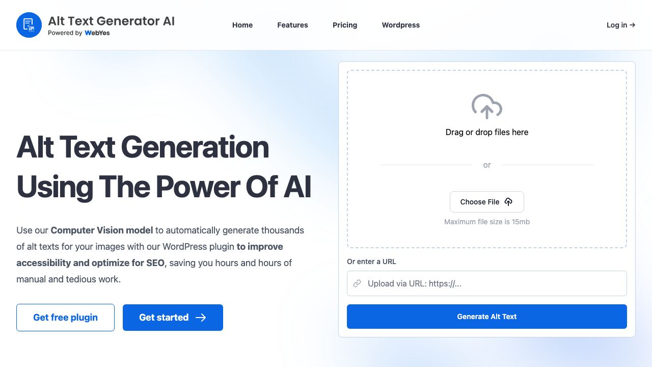 Alt Text Generator AI website screenshot