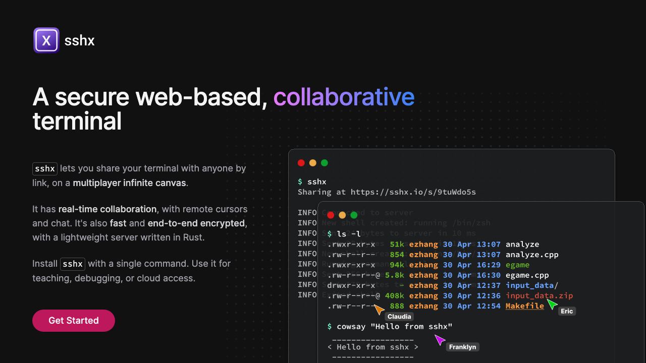 sshx website screenshot