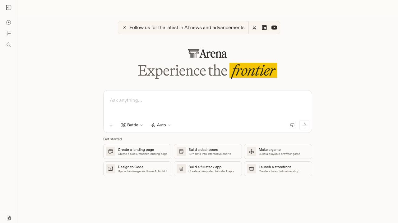 LLMArena website screenshot