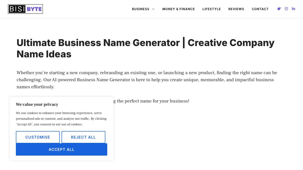 Bisibyte Business Name Generator website screenshot