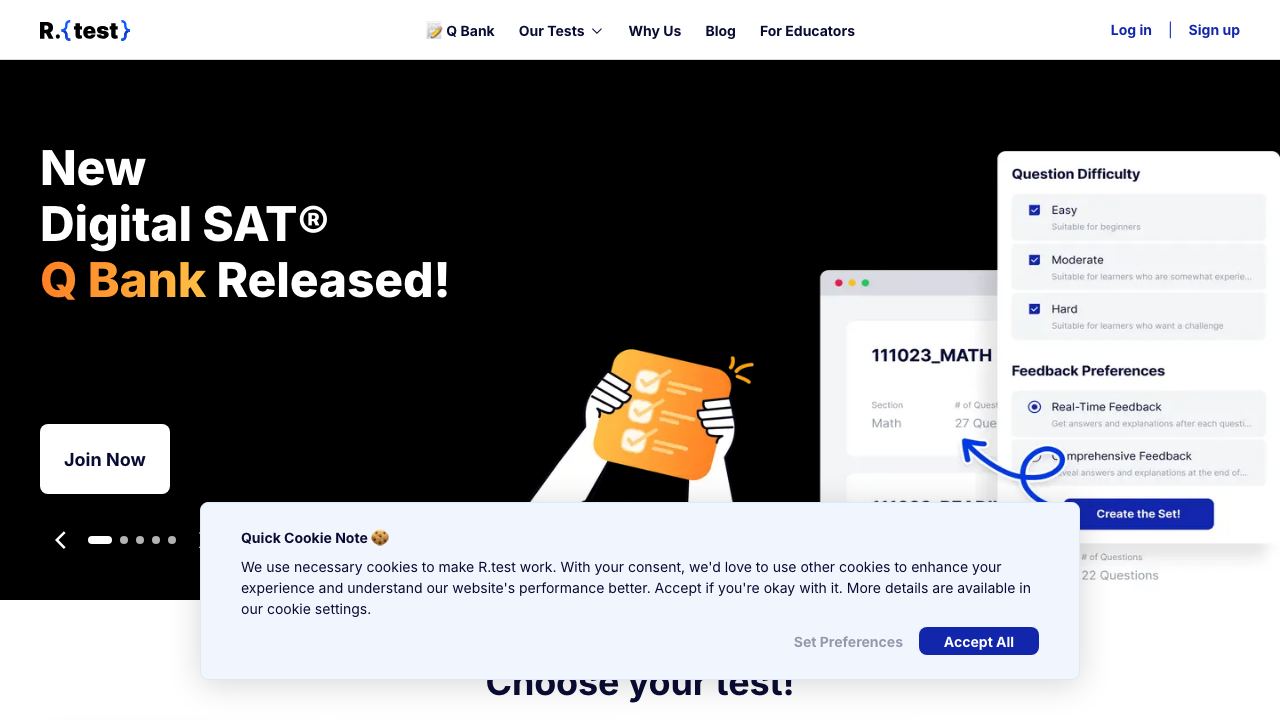 R.test website screenshot