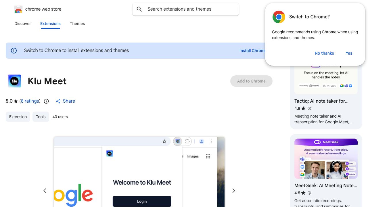 Meetklu 网站截图