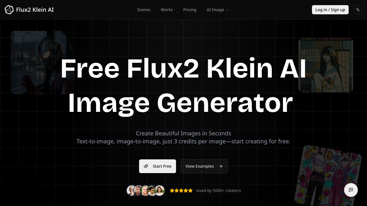 Flux2 Klein AI Image Generator — Ultra-Fast Sub-Second Generation & Editing, Multi-Model Playground 网站截图