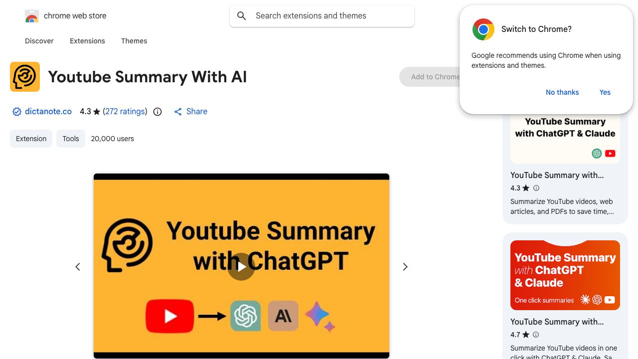 Youtube Summary With ChatGPT 网站截图