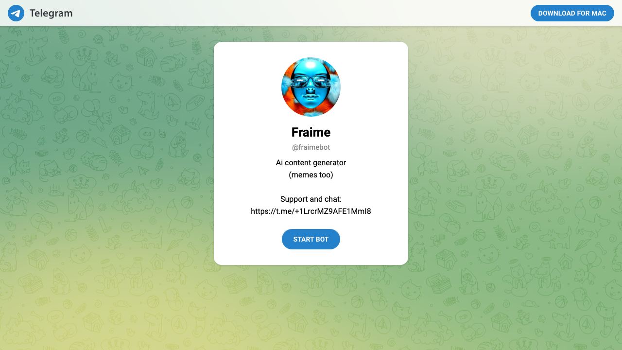 FraimeBot website screenshot