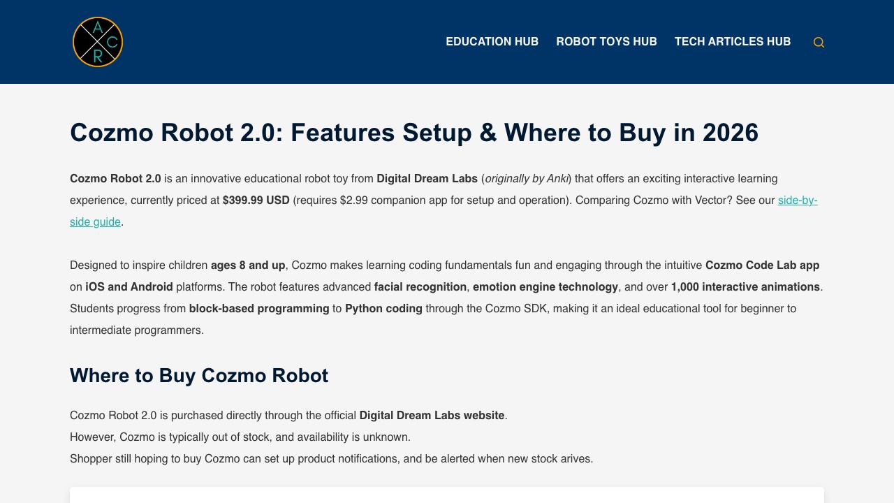 Cozmo Robot 网站截图