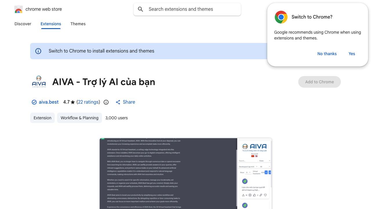 AIVA - Trợ lý AI của bạn 网站截图