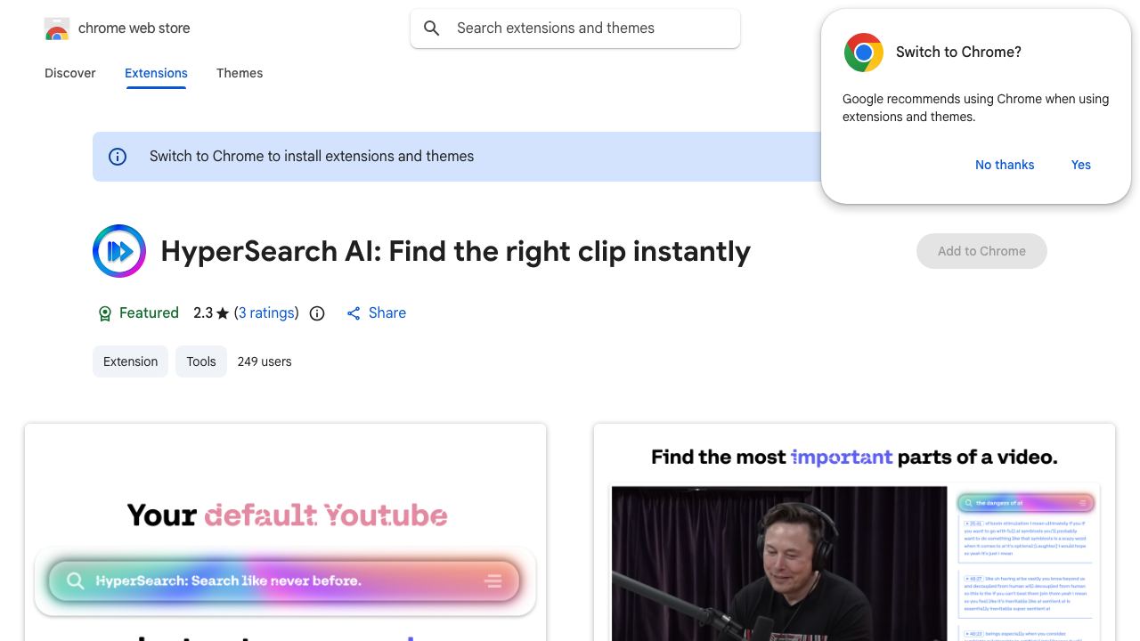 HyperSearch AI: Find the right clip instantly 网站截图