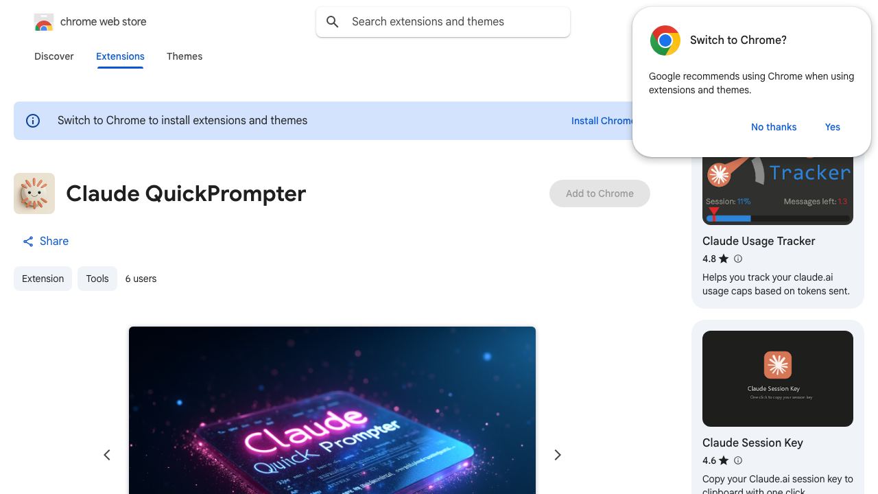 Claude QuickPrompter 网站截图
