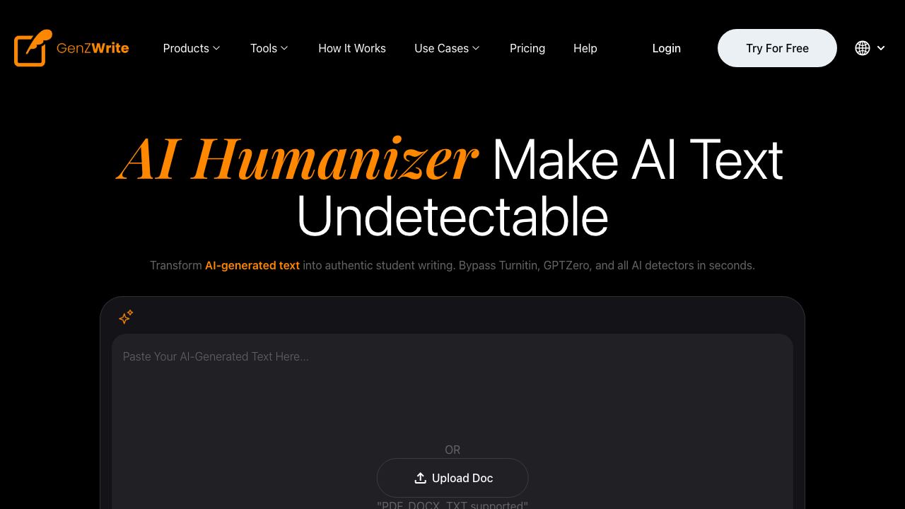GenZWrite website screenshot