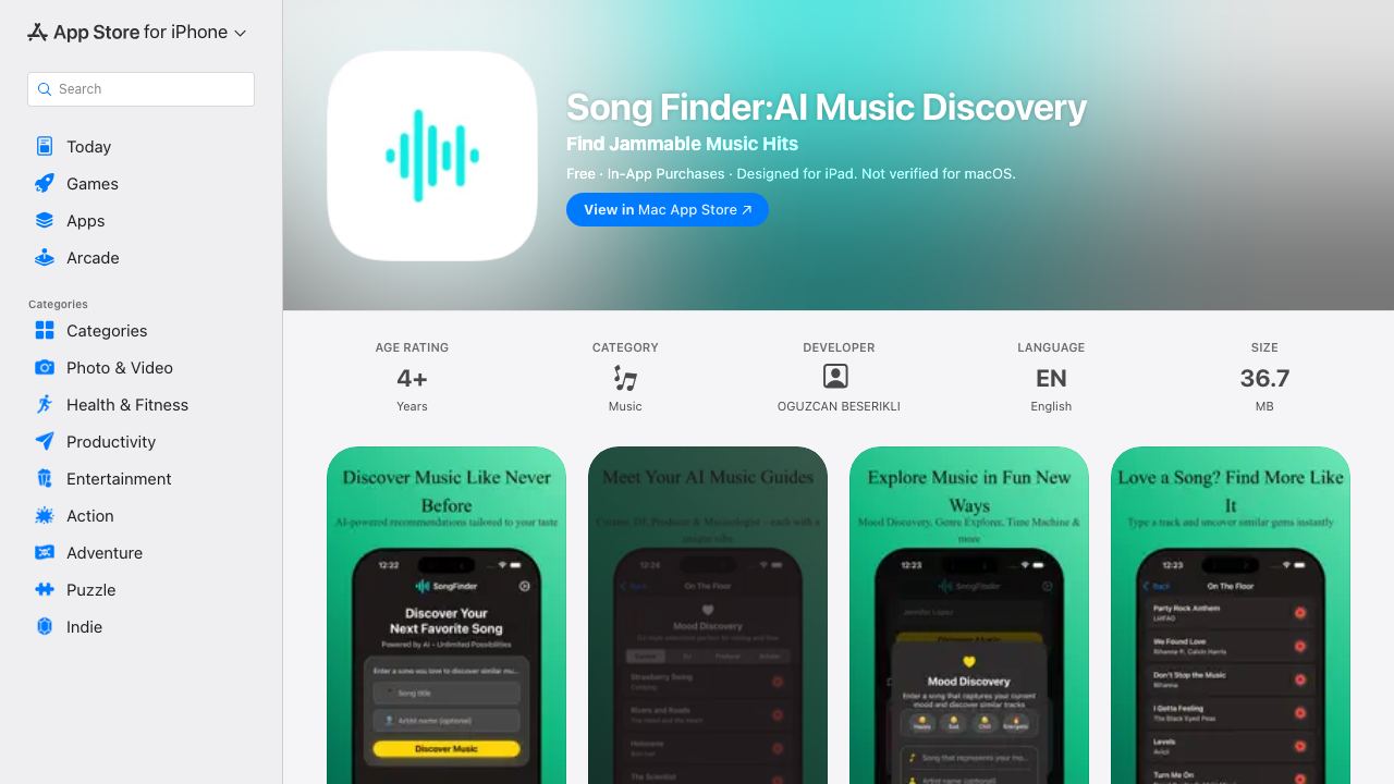 SongFinder: AI Music Discovery 网站截图