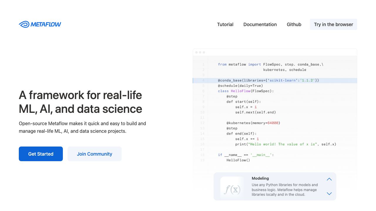 metaflow.org 网站截图