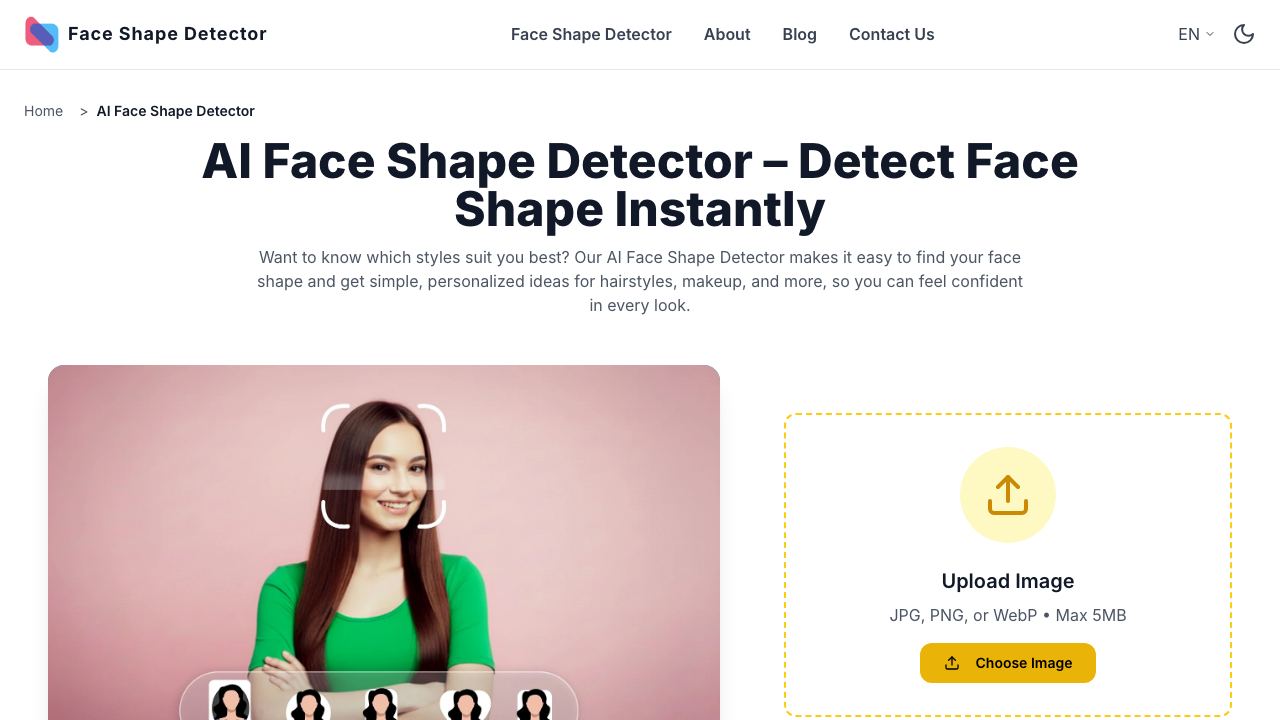 Face Shape Detector - Free Face Shape Analyzer 网站截图
